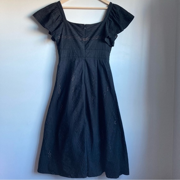 BCBGMAXAZRIA Black Embroidery Fit And flare Midi Dress Size 8 - Picture 2 of 13